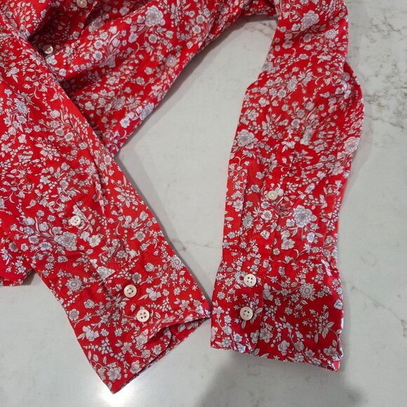 J. Crew Slim Perfect Shirt XS In Liberty Summer Blooms Print Red Long Sleeve Top - Picture 5 of 12